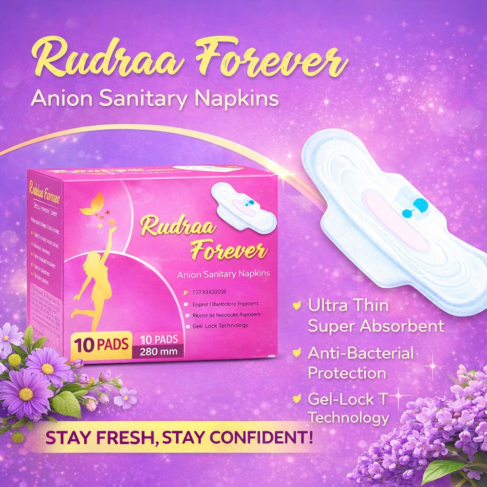 Rudraa Forever Anion Sanitary Napkins – Ultra Thin, Super Absorbent & Anti-Bacterial Protection